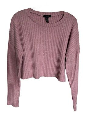 💗5 FOR $25💗 Forever 21 Dusty Rose Pink Ribbed Cropped Sweater Size M